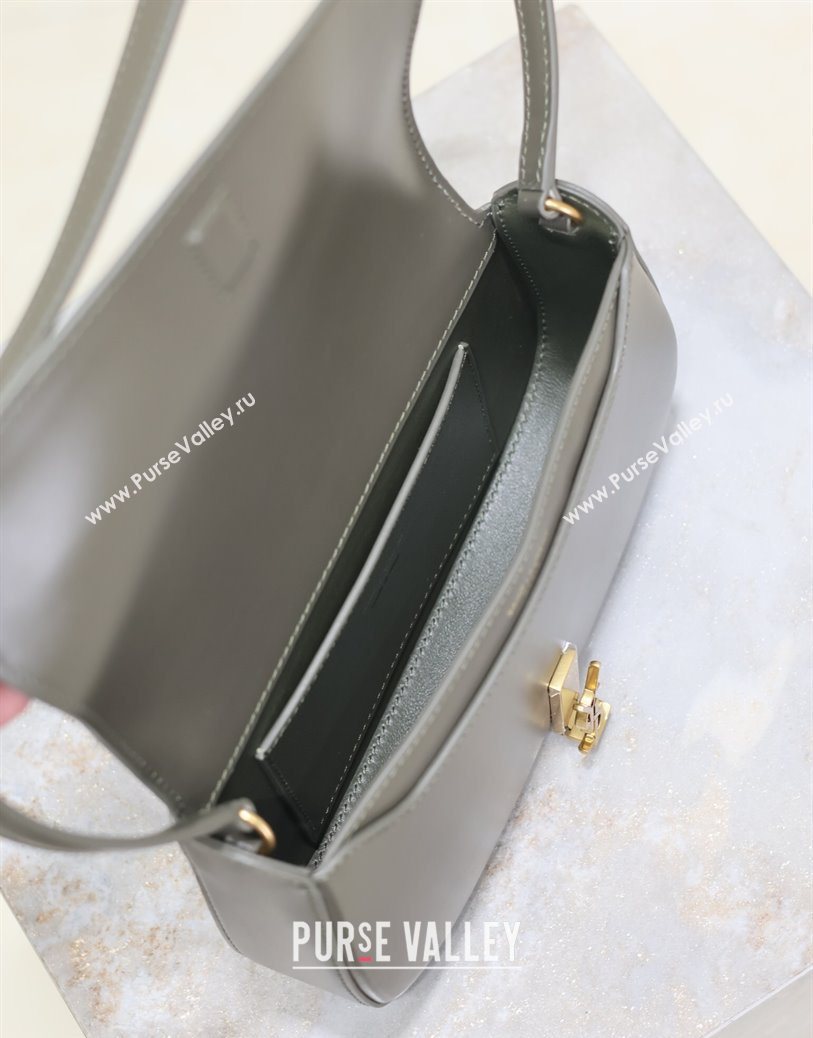 Saint Laurent Mini Voltaire Half-Moon Shoulder Bag in Box Leather Dark Green 2025 779642 (YY-250801066)