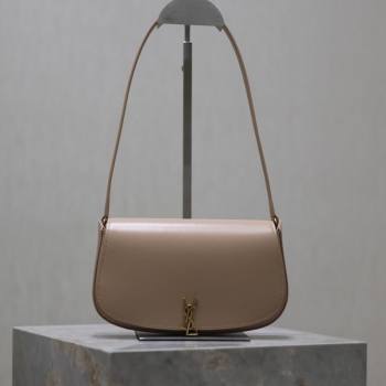 Saint Laurent Mini Voltaire Half-Moon Shoulder Bag in Box Leather Nude Pink 2025 779642 (YY-250801067)