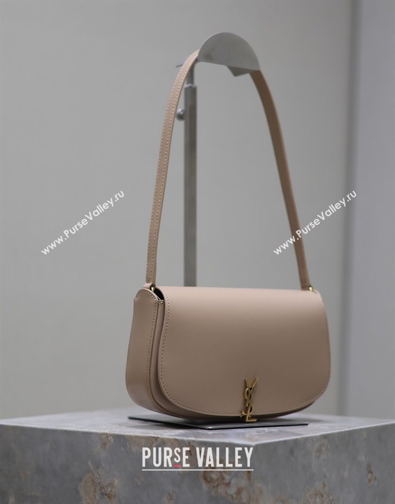 Saint Laurent Mini Voltaire Half-Moon Shoulder Bag in Box Leather Nude Pink 2025 779642 (YY-250801067)