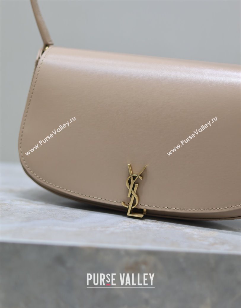 Saint Laurent Mini Voltaire Half-Moon Shoulder Bag in Box Leather Nude Pink 2025 779642 (YY-250801067)