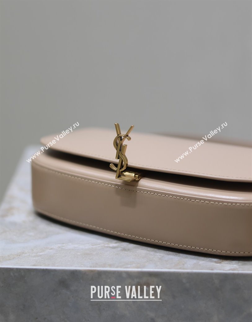 Saint Laurent Mini Voltaire Half-Moon Shoulder Bag in Box Leather Nude Pink 2025 779642 (YY-250801067)