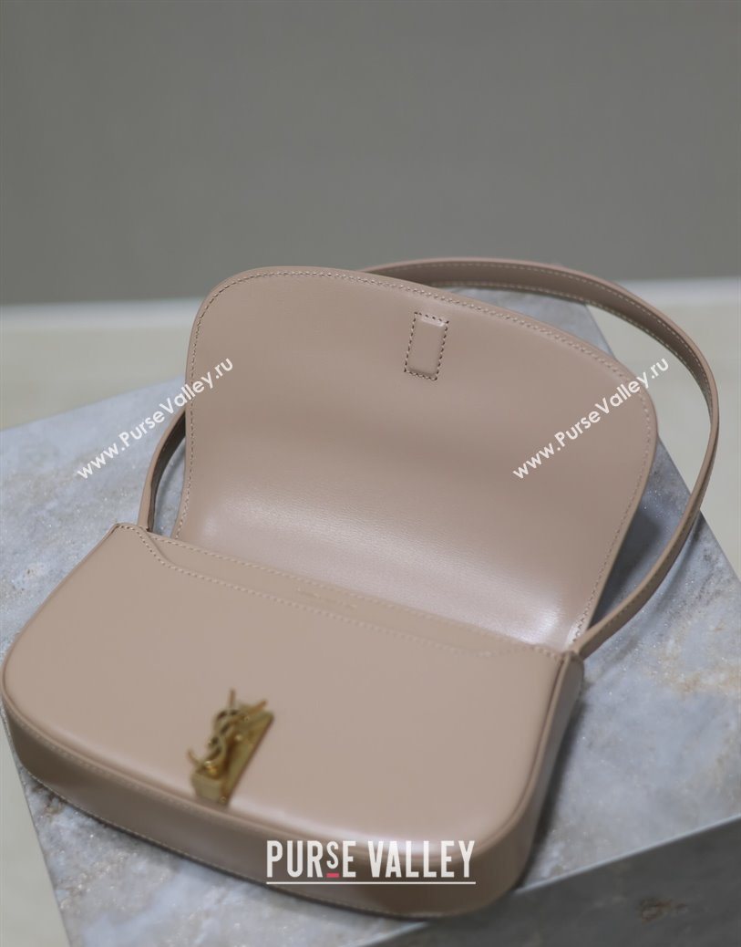 Saint Laurent Mini Voltaire Half-Moon Shoulder Bag in Box Leather Nude Pink 2025 779642 (YY-250801067)