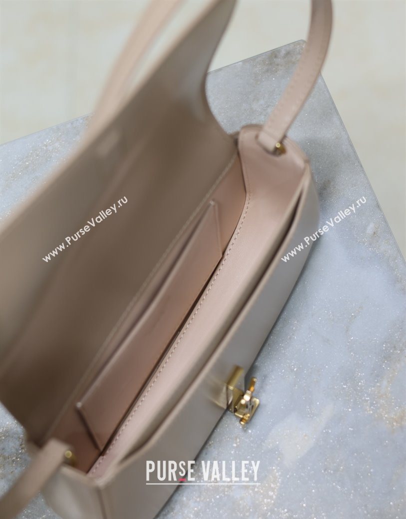 Saint Laurent Mini Voltaire Half-Moon Shoulder Bag in Box Leather Nude Pink 2025 779642 (YY-250801067)