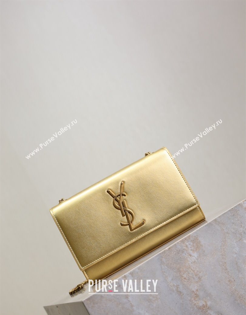 Saint Laurent Kate Small Chain Bag in Grained Leather 469390 Gold 2025 (YY-250801108)
