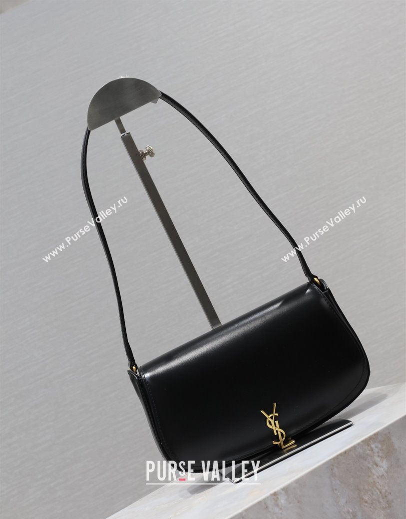 Saint Laurent Mini Voltaire Half-Moon Shoulder Bag in Box Leather Black 2025 779642 (YY-250801068)