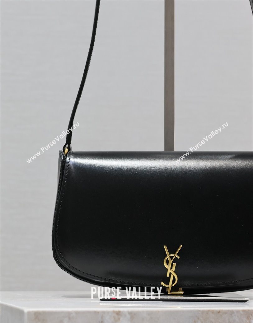 Saint Laurent Mini Voltaire Half-Moon Shoulder Bag in Box Leather Black 2025 779642 (YY-250801068)