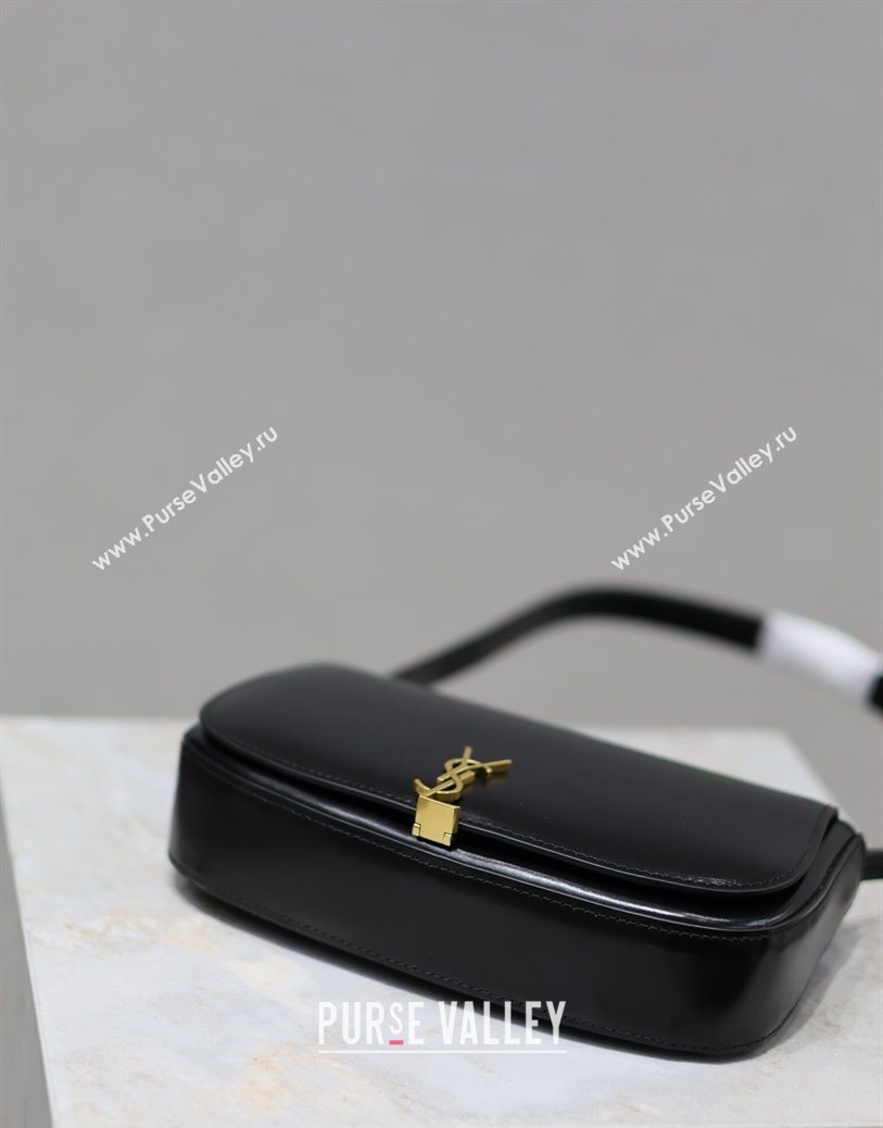 Saint Laurent Mini Voltaire Half-Moon Shoulder Bag in Box Leather Black 2025 779642 (YY-250801068)
