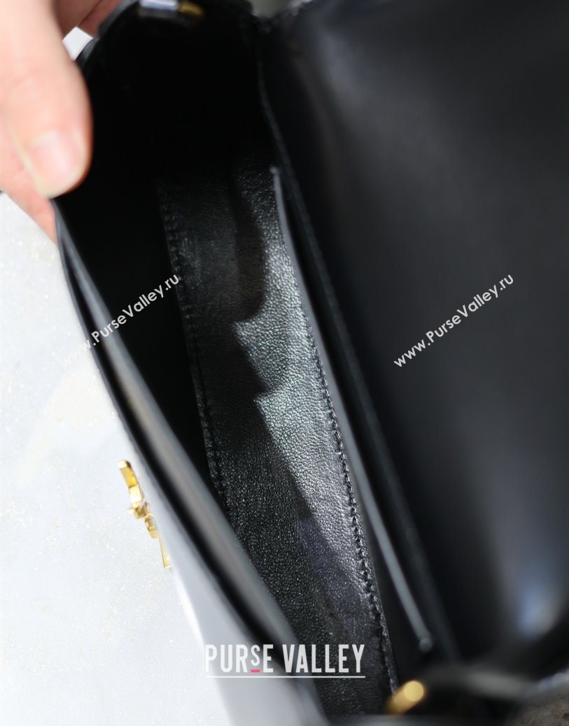 Saint Laurent Mini Voltaire Half-Moon Shoulder Bag in Box Leather Black 2025 779642 (YY-250801068)