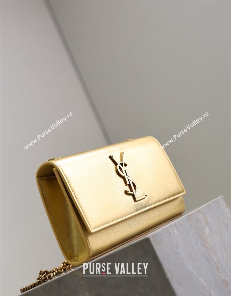 Saint Laurent Kate Small Chain Bag in Grained Leather 469390 Gold 2025 (YY-250801108)