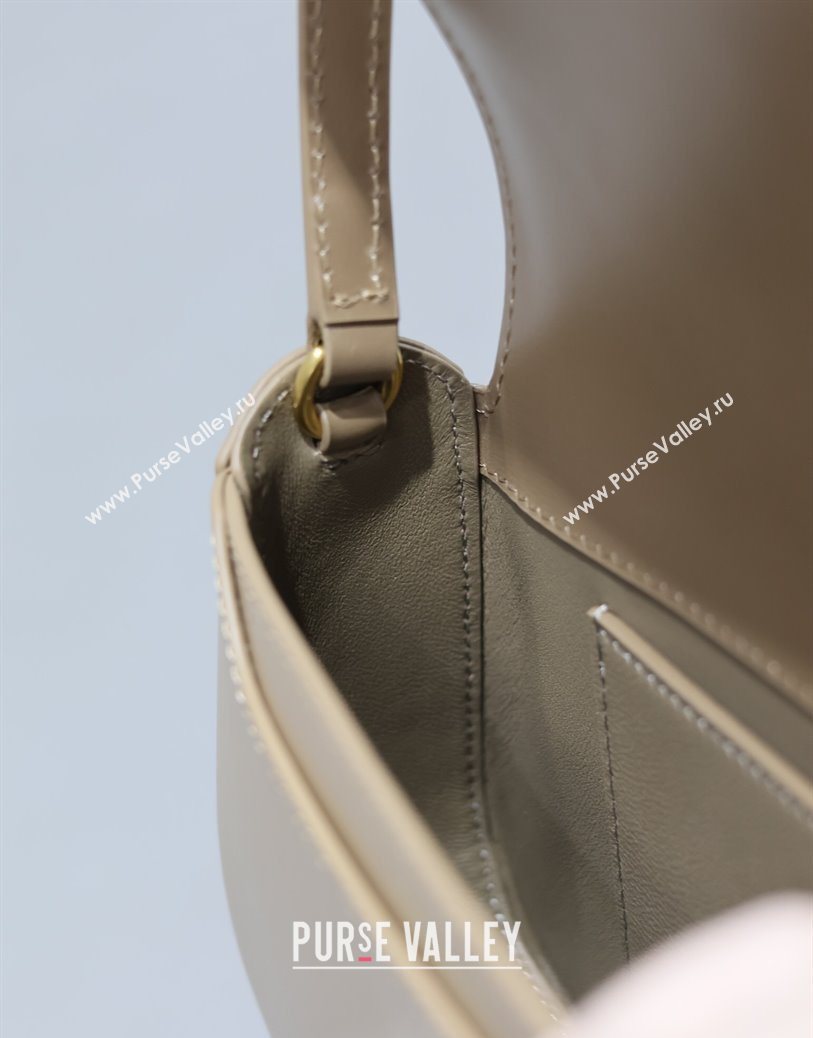 Saint Laurent Mini Voltaire Half-Moon Shoulder Bag in Box Leather Dark Toffee 2025 779642 (YY-250801069)