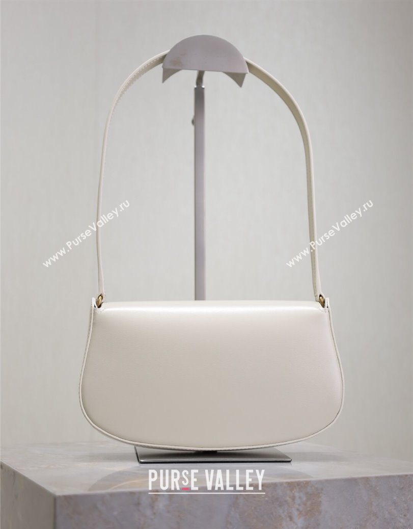 Saint Laurent Mini Voltaire Half-Moon Shoulder Bag in Box Leather White 2025 779642 (YY-250801070)