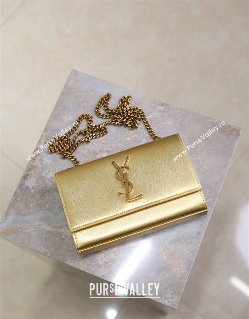 Saint Laurent Kate Small Chain Bag in Grained Leather 469390 Gold 2025 (YY-250801108)
