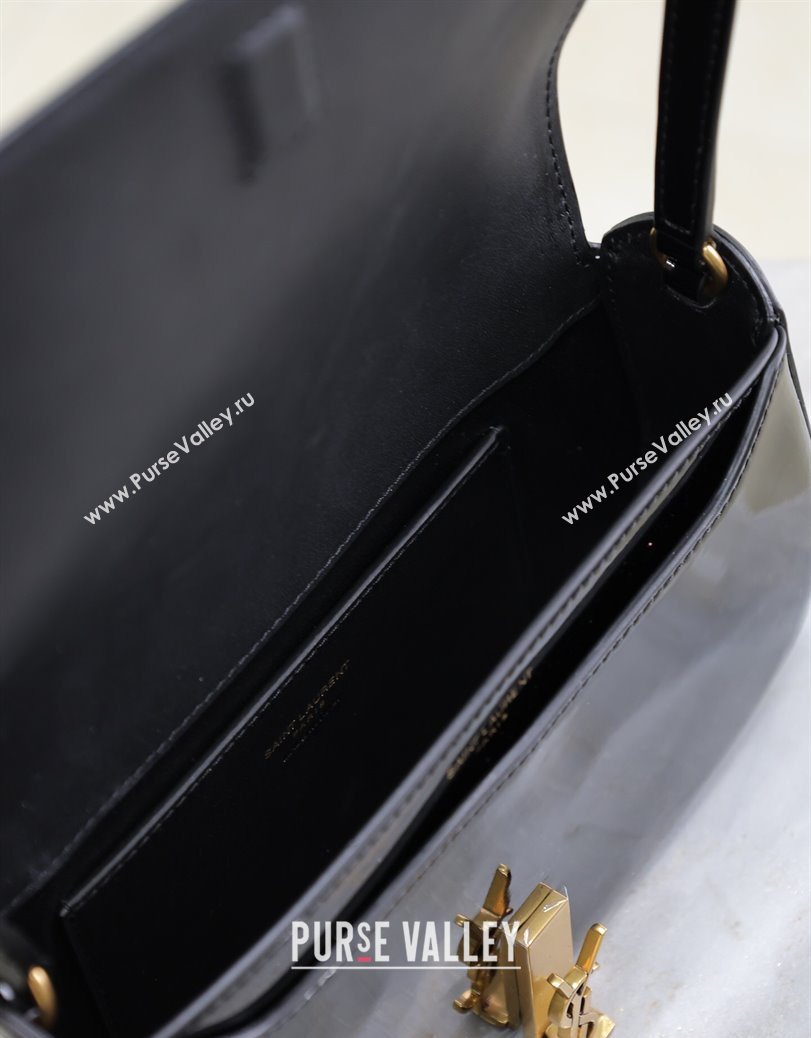 Saint Laurent Mini Voltaire Half-Moon Shoulder Bag in Patent Leather Black 2025 779642 (YY-250801072)