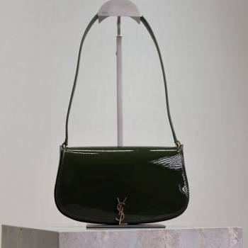 Saint Laurent Mini Voltaire Half-Moon Shoulder Bag in Patent Leather Green 2025 779642 (YY-250801073)