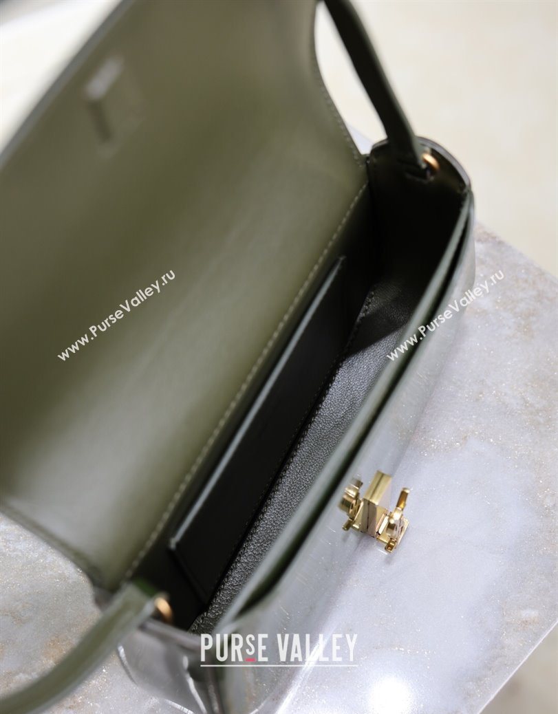 Saint Laurent Mini Voltaire Half-Moon Shoulder Bag in Patent Leather Green 2025 779642 (YY-250801073)