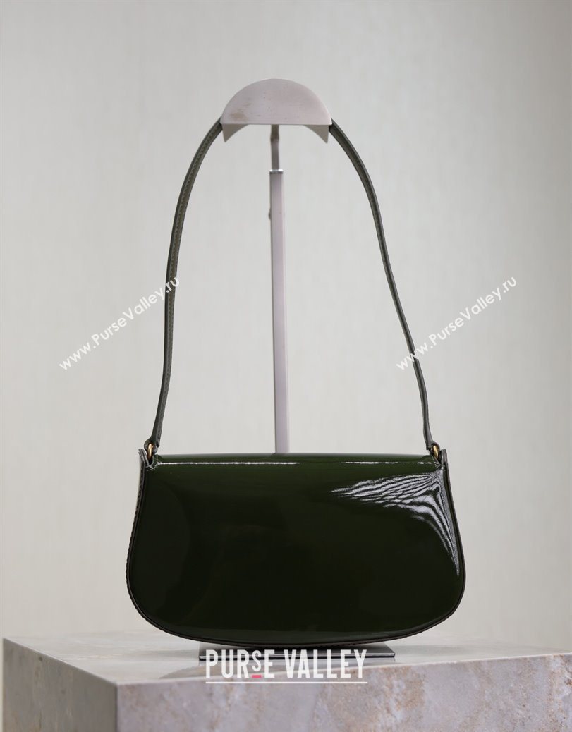 Saint Laurent Mini Voltaire Half-Moon Shoulder Bag in Patent Leather Green 2025 779642 (YY-250801073)