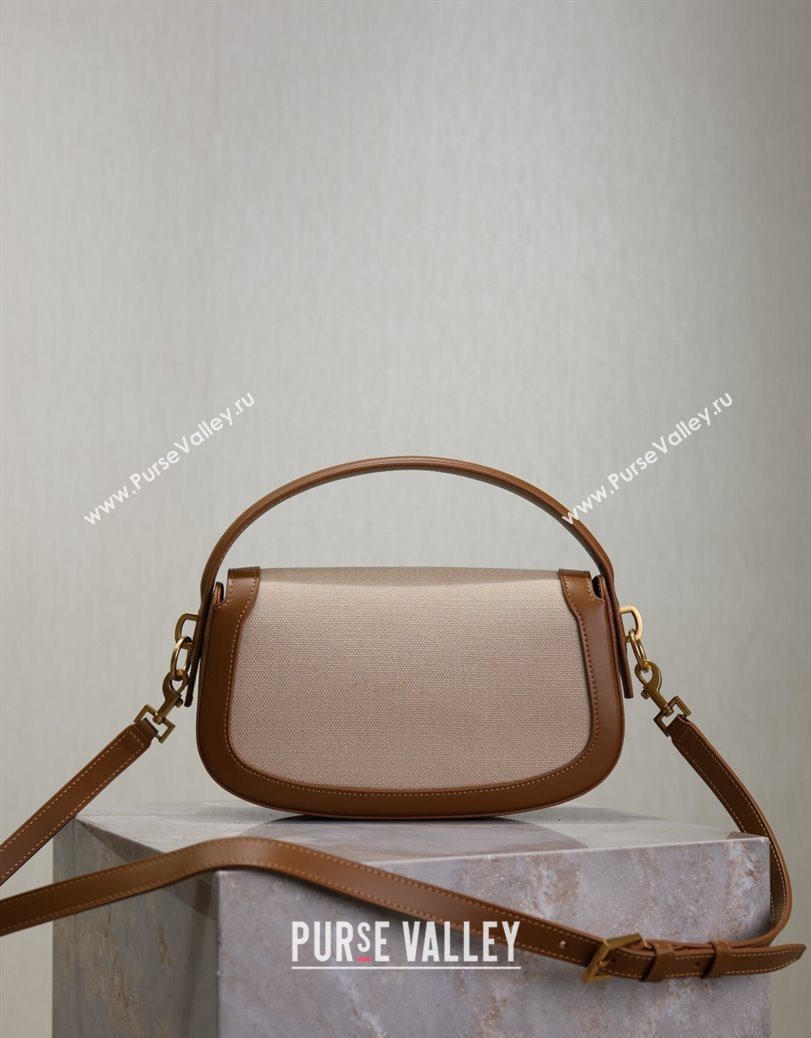 Saint Laurent Voltaire Bag in Box Leather Cotton Linen and Leather Brown 2025 7876710 (YY-250801076)