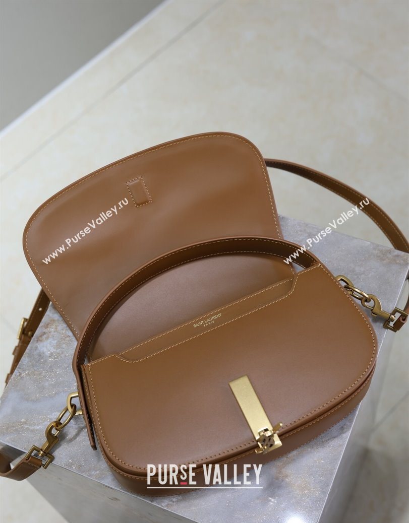 Saint Laurent Voltaire Bag in Box Leather Cotton Linen and Leather Brown 2025 7876710 (YY-250801076)