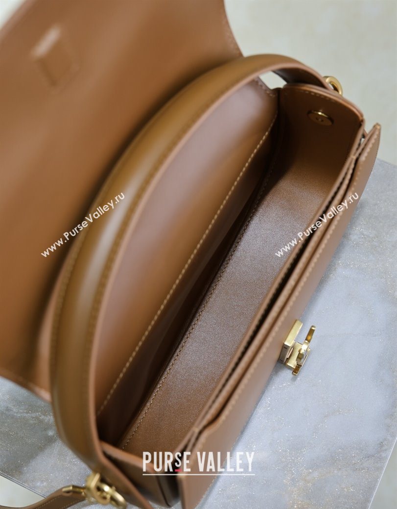 Saint Laurent Voltaire Bag in Box Leather Cotton Linen and Leather Brown 2025 7876710 (YY-250801076)