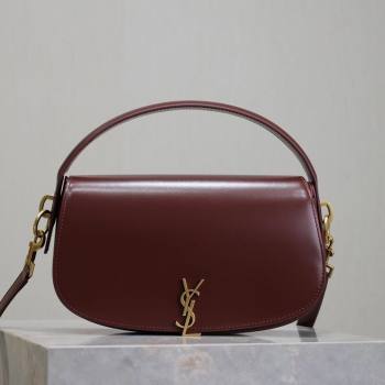 Saint Laurent Voltaire Bag in Box Leather Dark Burgundy 2025 7876710 (YY-250801079)