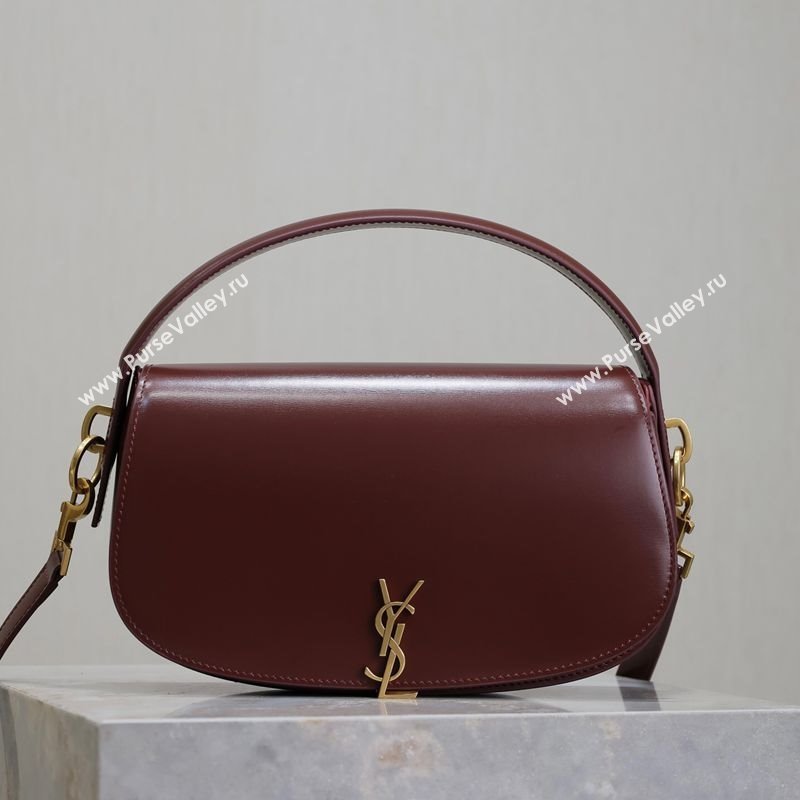 Saint Laurent Voltaire Bag in Box Leather Dark Burgundy 2025 7876710 (YY-250801079)