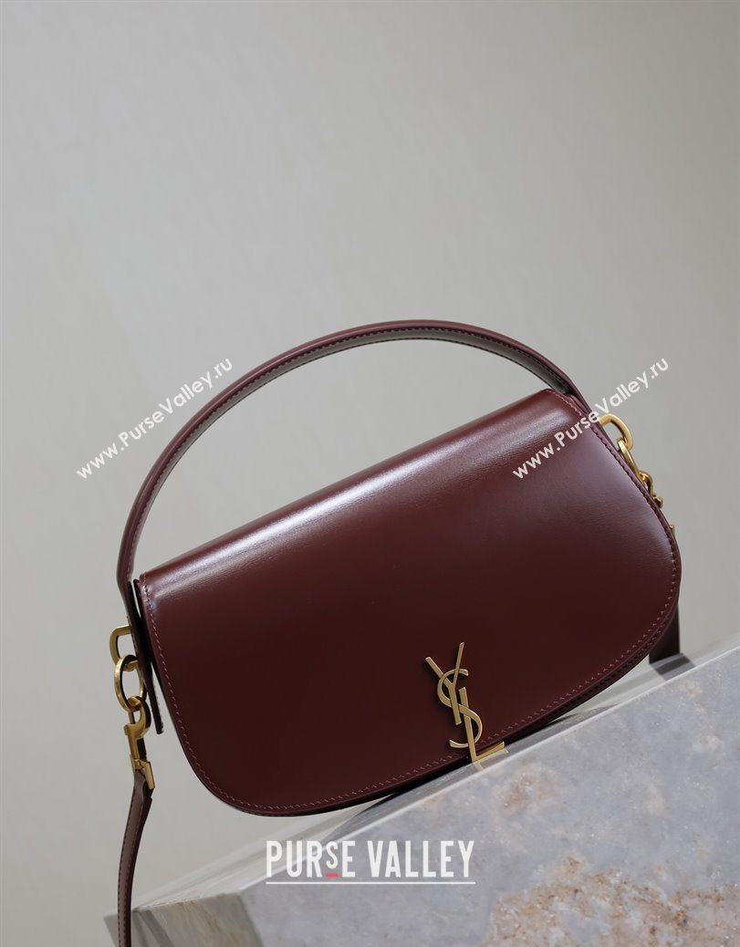 Saint Laurent Voltaire Bag in Box Leather Dark Burgundy 2025 7876710 (YY-250801079)