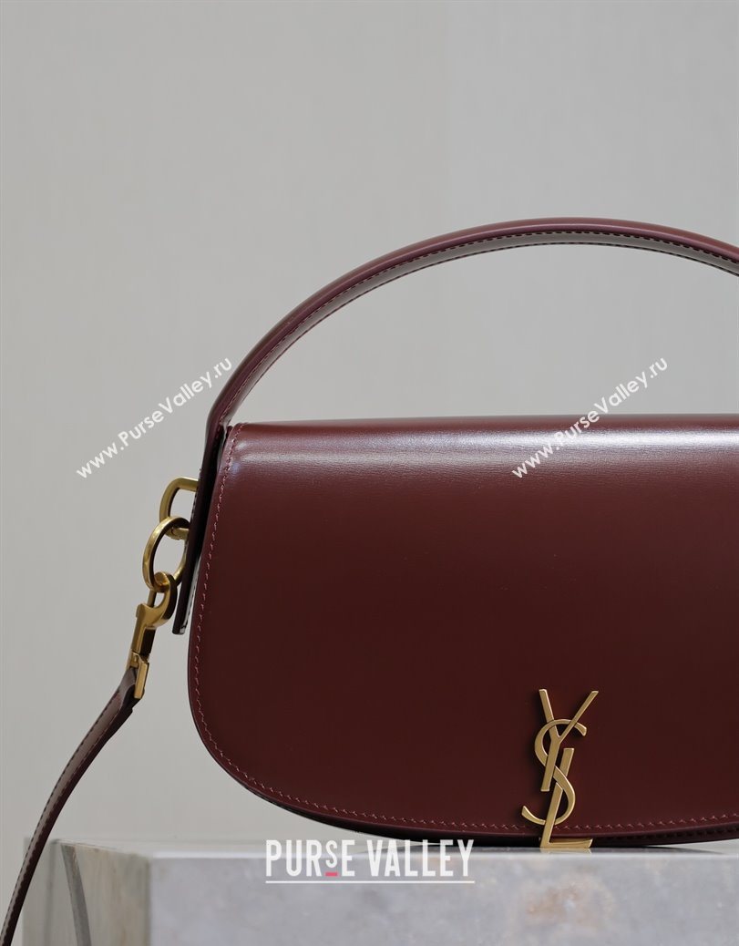 Saint Laurent Voltaire Bag in Box Leather Dark Burgundy 2025 7876710 (YY-250801079)