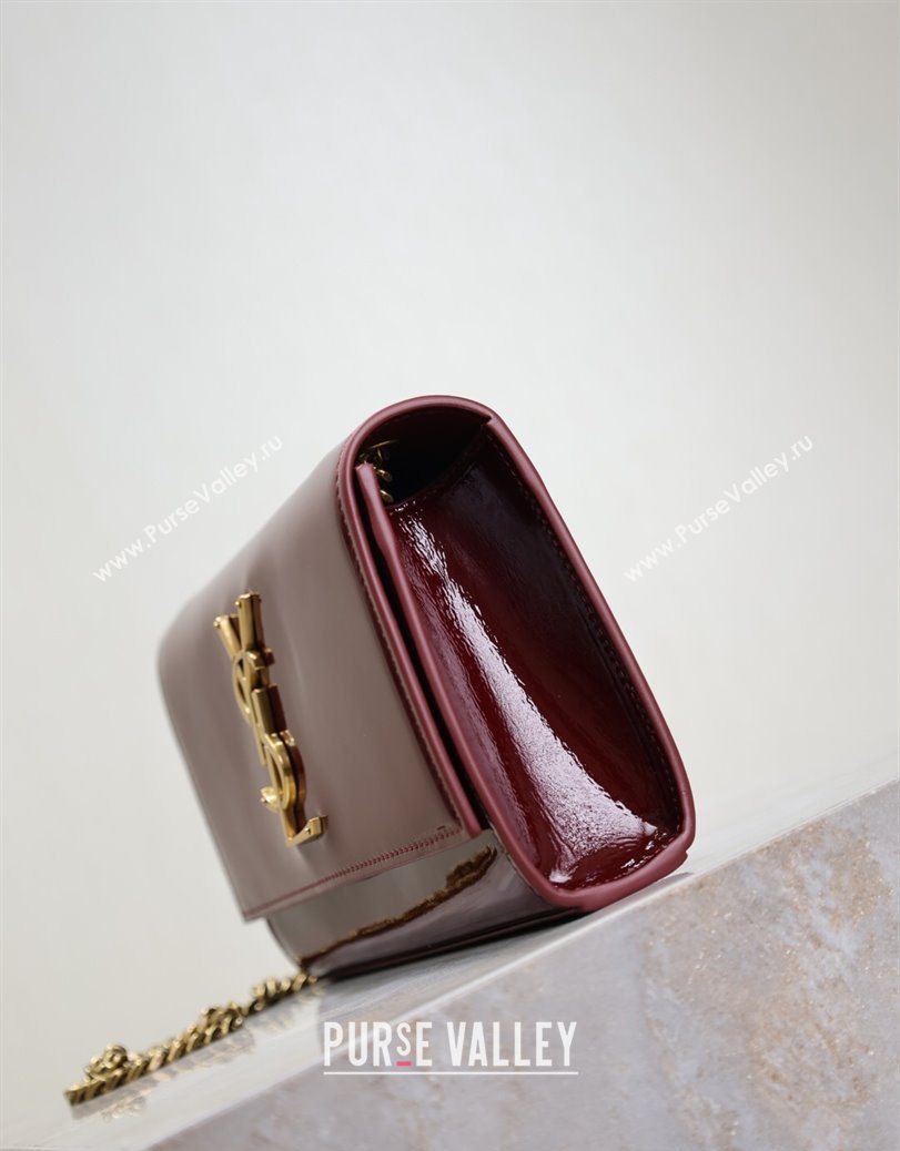 Saint Laurent Kate Small Chain Bag in Patent Leather 469390 Dark Burgundy 2025 (YY-250801109)