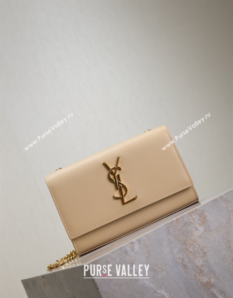 Saint Laurent Kate Small Chain Bag in Grained Leather 469390 Apricot 2025 (YY-250801107)