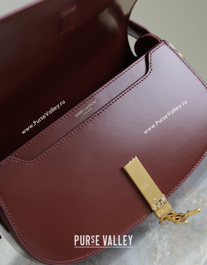 Saint Laurent Voltaire Bag in Box Leather Dark Burgundy 2025 7876710 (YY-250801079)