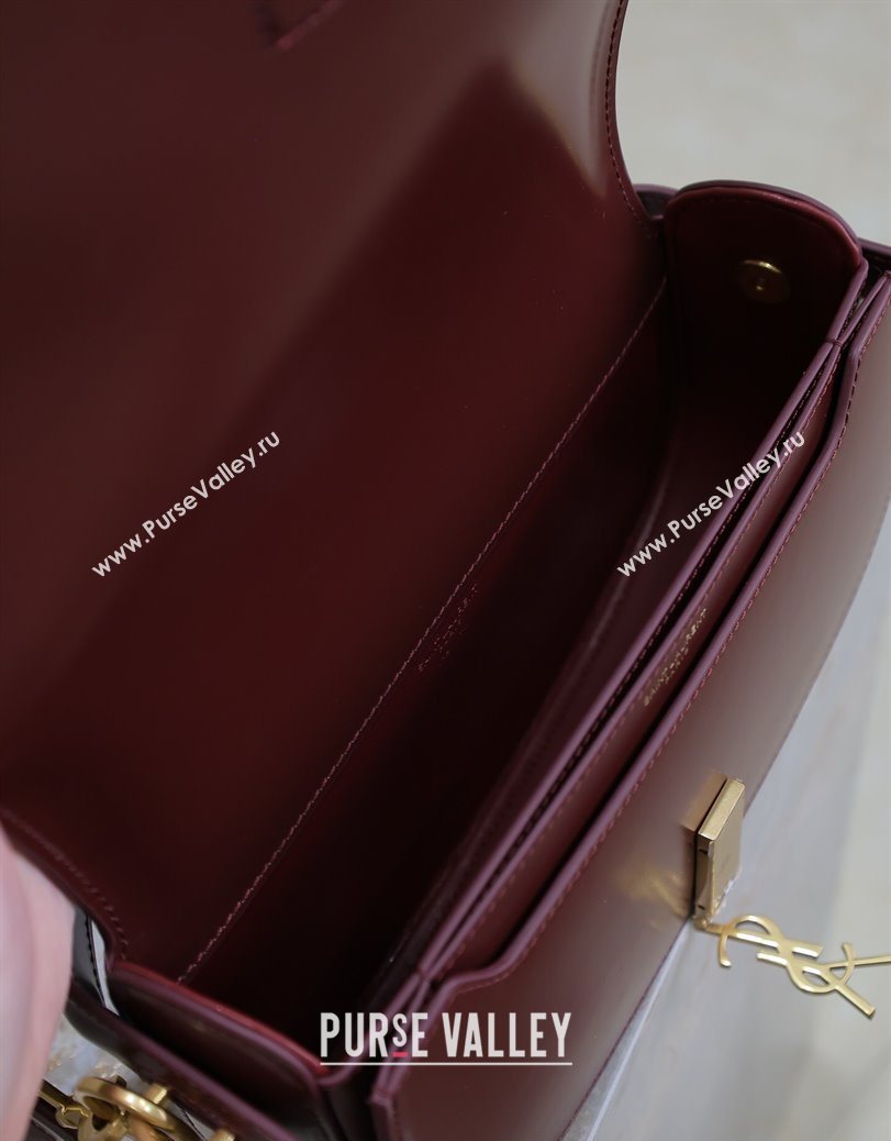 Saint Laurent Voltaire Bag in Box Leather Dark Burgundy 2025 7876710 (YY-250801079)