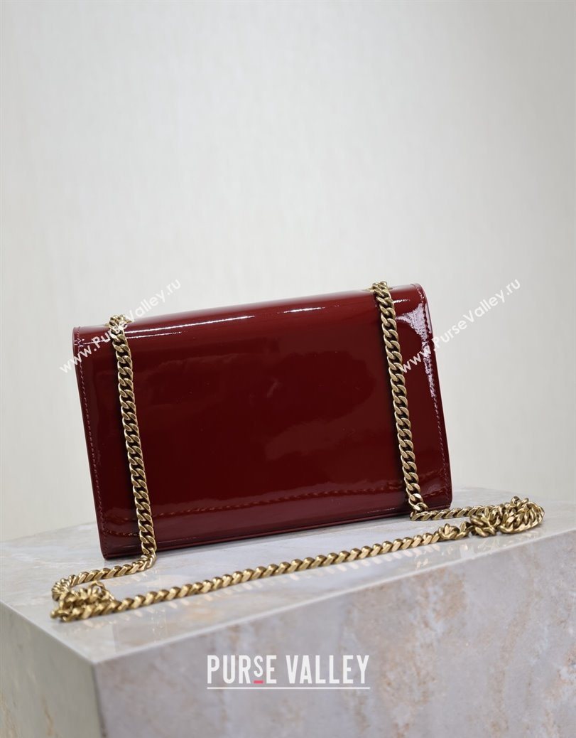 Saint Laurent Kate Small Chain Bag in Patent Leather 469390 Dark Burgundy 2025 (YY-250801109)