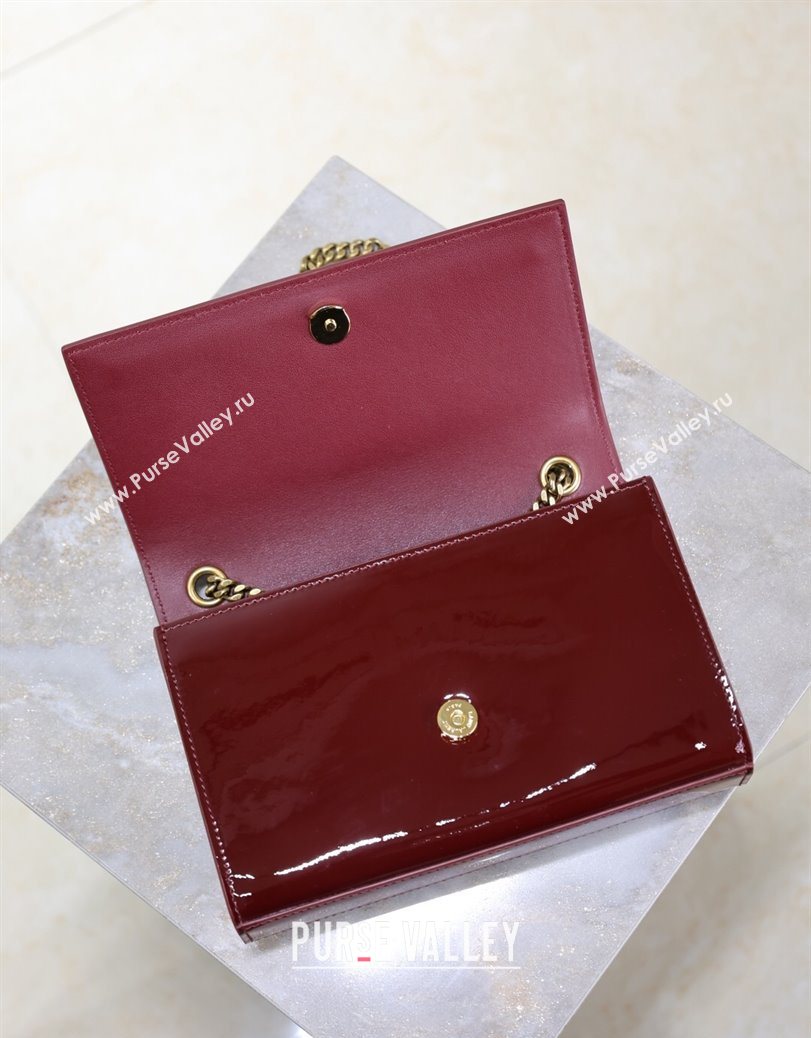 Saint Laurent Kate Small Chain Bag in Patent Leather 469390 Dark Burgundy 2025 (YY-250801109)