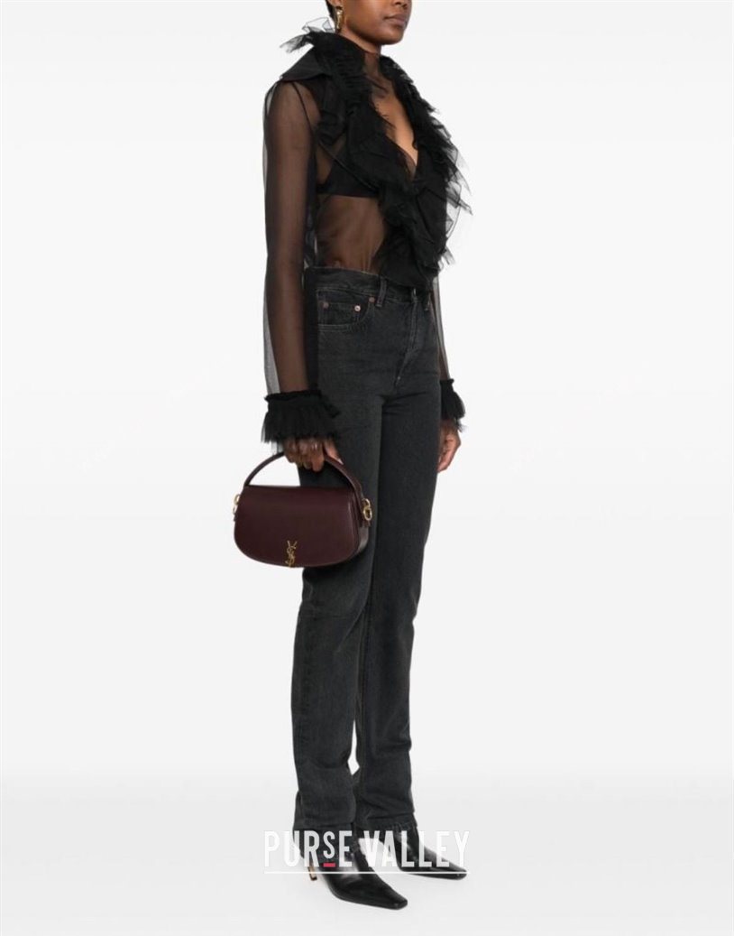 Saint Laurent Voltaire Bag in Box Leather Coffee 2025 7876710 (YY-250801083)