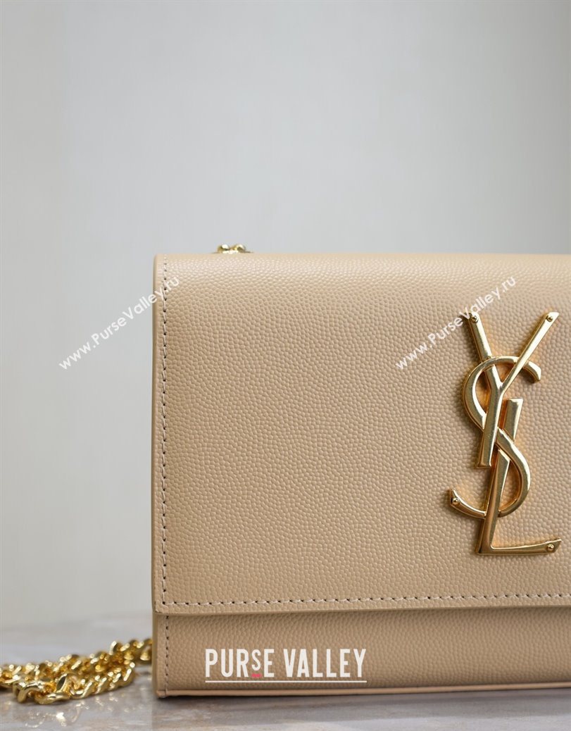 Saint Laurent Kate Small Chain Bag in Grained Leather 469390 Apricot 2025 (YY-250801107)