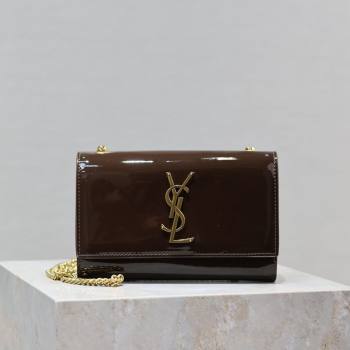 Saint Laurent Kate Small Chain Bag in Patent Leather 469390 Brown 2025 (YY-250801110)