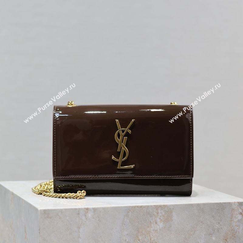 Saint Laurent Kate Small Chain Bag in Patent Leather 469390 Brown 2025 (YY-250801110)