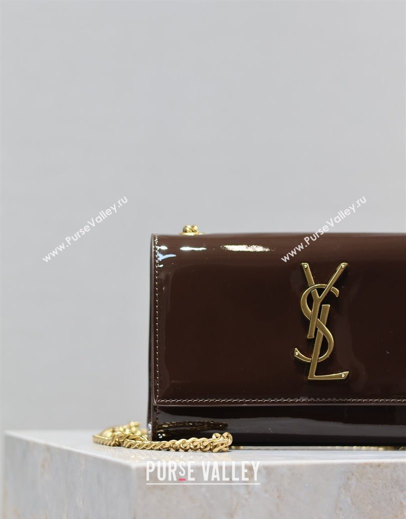 Saint Laurent Kate Small Chain Bag in Patent Leather 469390 Brown 2025 (YY-250801110)