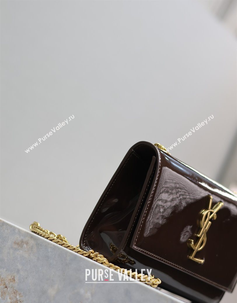 Saint Laurent Kate Small Chain Bag in Patent Leather 469390 Brown 2025 (YY-250801110)