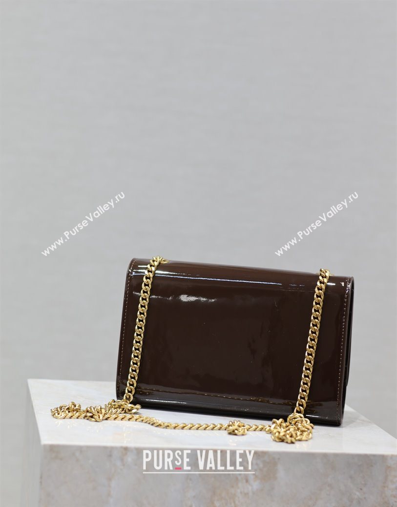 Saint Laurent Kate Small Chain Bag in Patent Leather 469390 Brown 2025 (YY-250801110)
