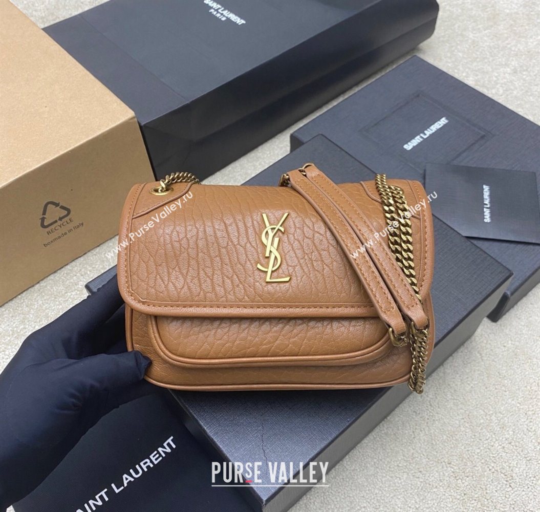 Saint Laurent Niki Mini bag in Grained Lambskin 828736 Caramel 2025 (YY-250801127)