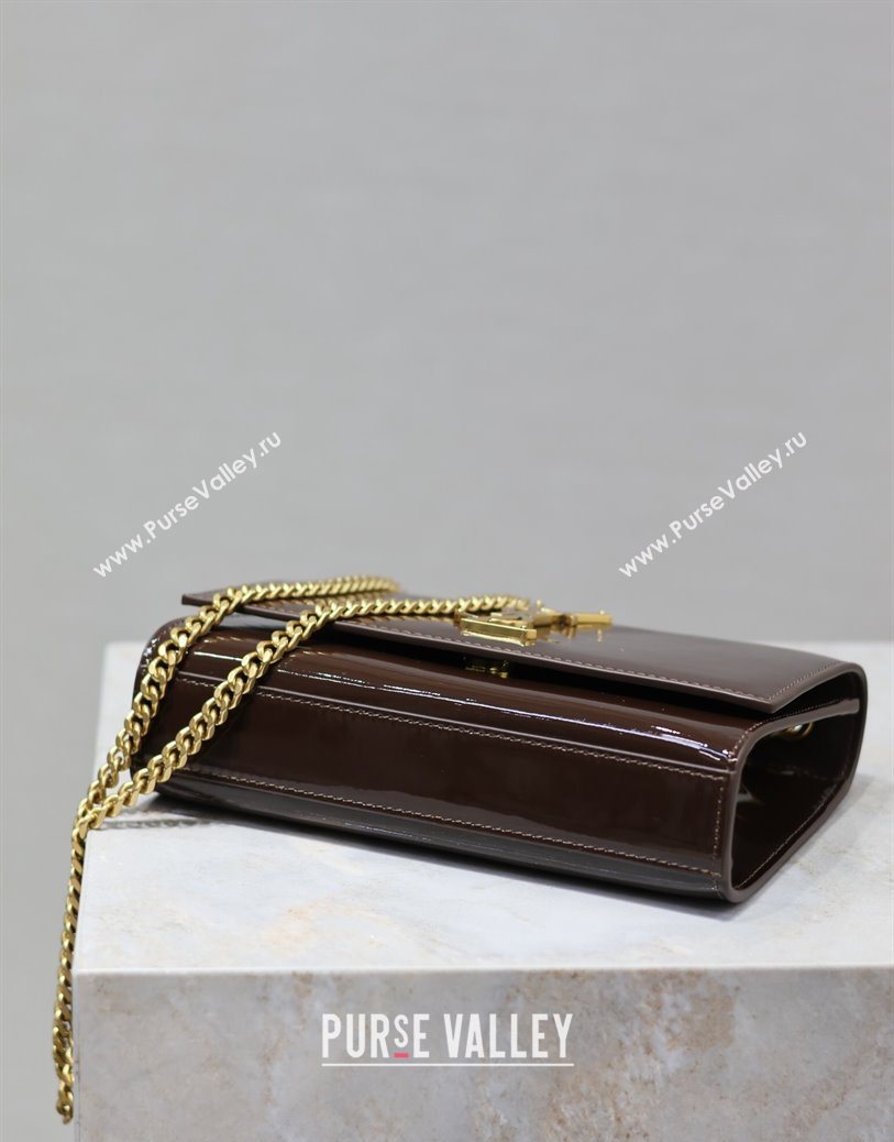 Saint Laurent Kate Small Chain Bag in Patent Leather 469390 Brown 2025 (YY-250801110)