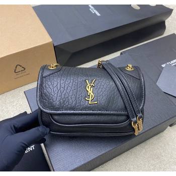 Saint Laurent Niki Mini bag in Grained Lambskin 828736 Black/Gold 2025 (YY-250801128)