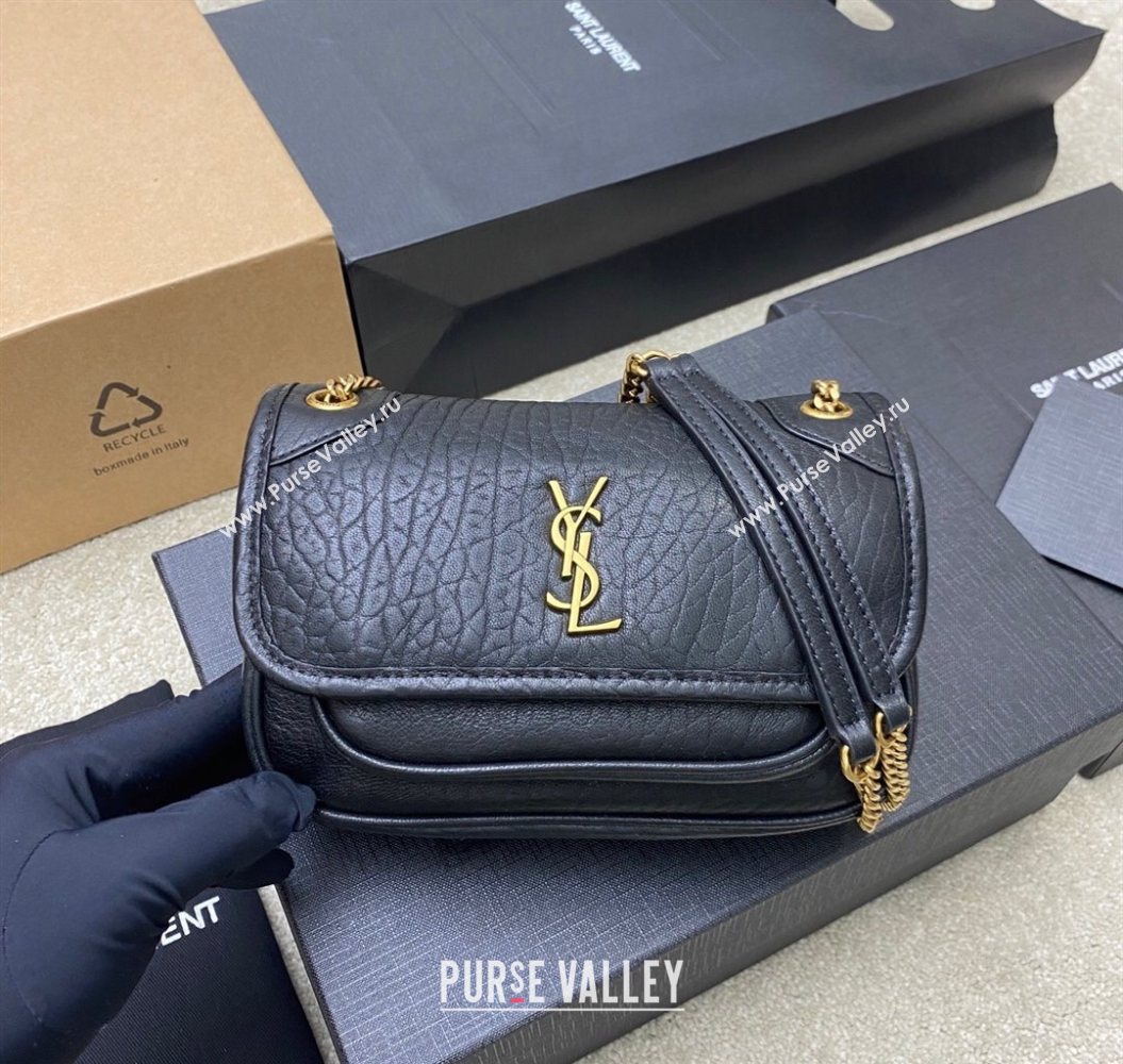 Saint Laurent Niki Mini bag in Grained Lambskin 828736 Black/Gold 2025 (YY-250801128)