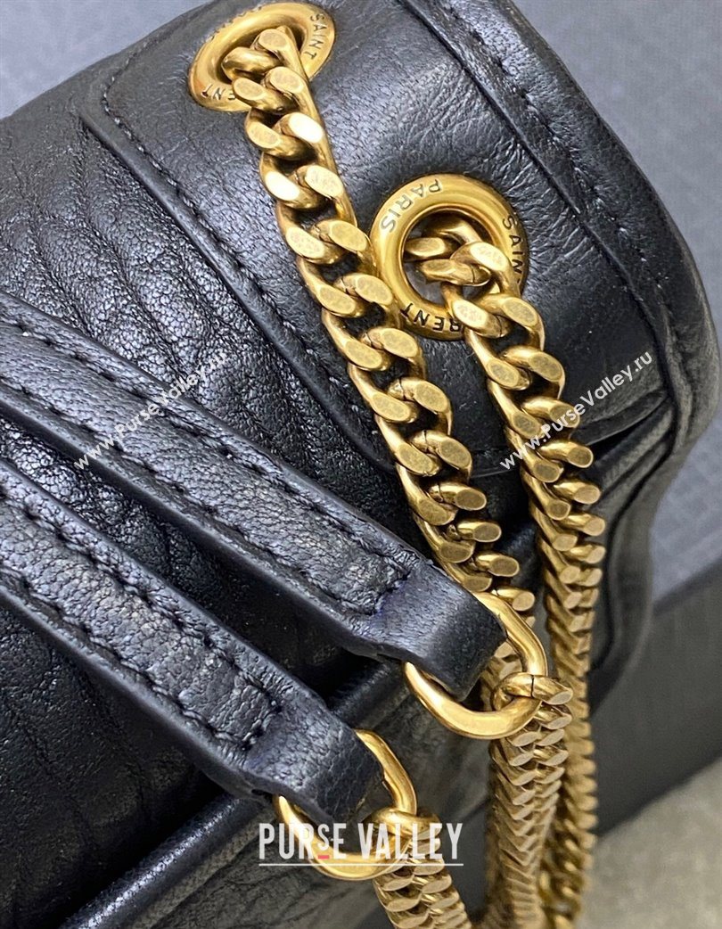 Saint Laurent Niki Mini bag in Grained Lambskin 828736 Black/Gold 2025 (YY-250801128)