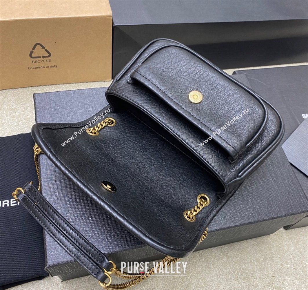 Saint Laurent Niki Mini bag in Grained Lambskin 828736 Black/Gold 2025 (YY-250801128)