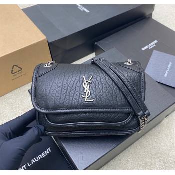 Saint Laurent Niki Mini bag in Grained Lambskin 828736 Black/Silver 2025 (YY-250801129)