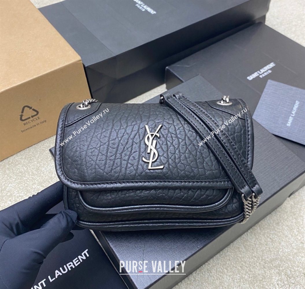 Saint Laurent Niki Mini bag in Grained Lambskin 828736 Black/Silver 2025 (YY-250801129)