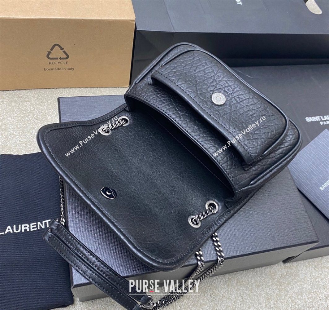 Saint Laurent Niki Mini bag in Grained Lambskin 828736 Black/Silver 2025 (YY-250801129)