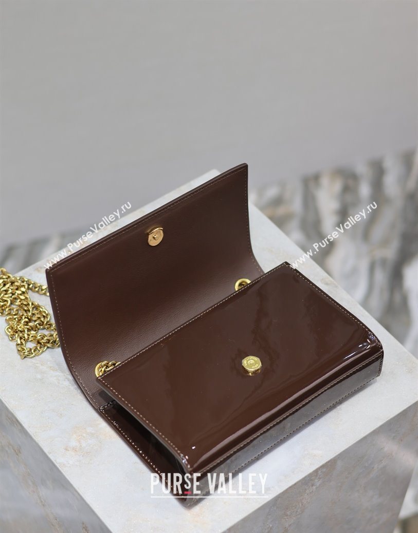 Saint Laurent Kate Small Chain Bag in Patent Leather 469390 Brown 2025 (YY-250801110)